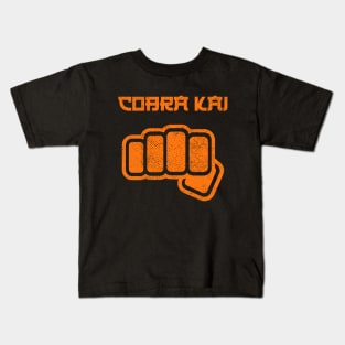 COBRA KAI design ✅ strike first nostalgia 80s tv orange version Kids T-Shirt